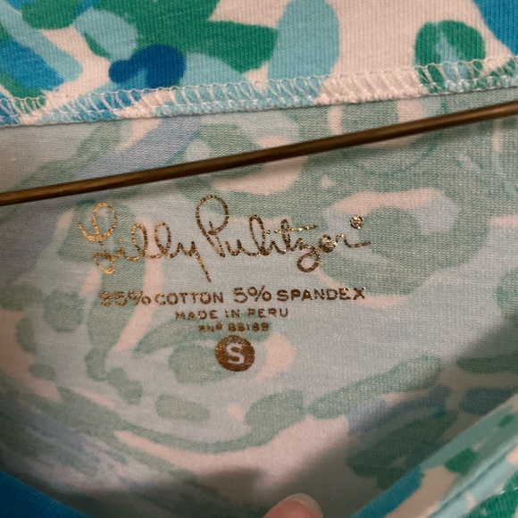 Lilly Pulitzer Boat Neck 3/4 Sleeve Blue Floral In a Pinch Top - Picture 4 of 6